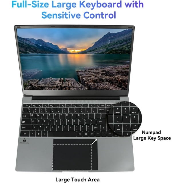 15.6 inch Laptop 12GB RAM DDR4 512GB ROM SSD Windows 11 Computers Bluetooth WiFi