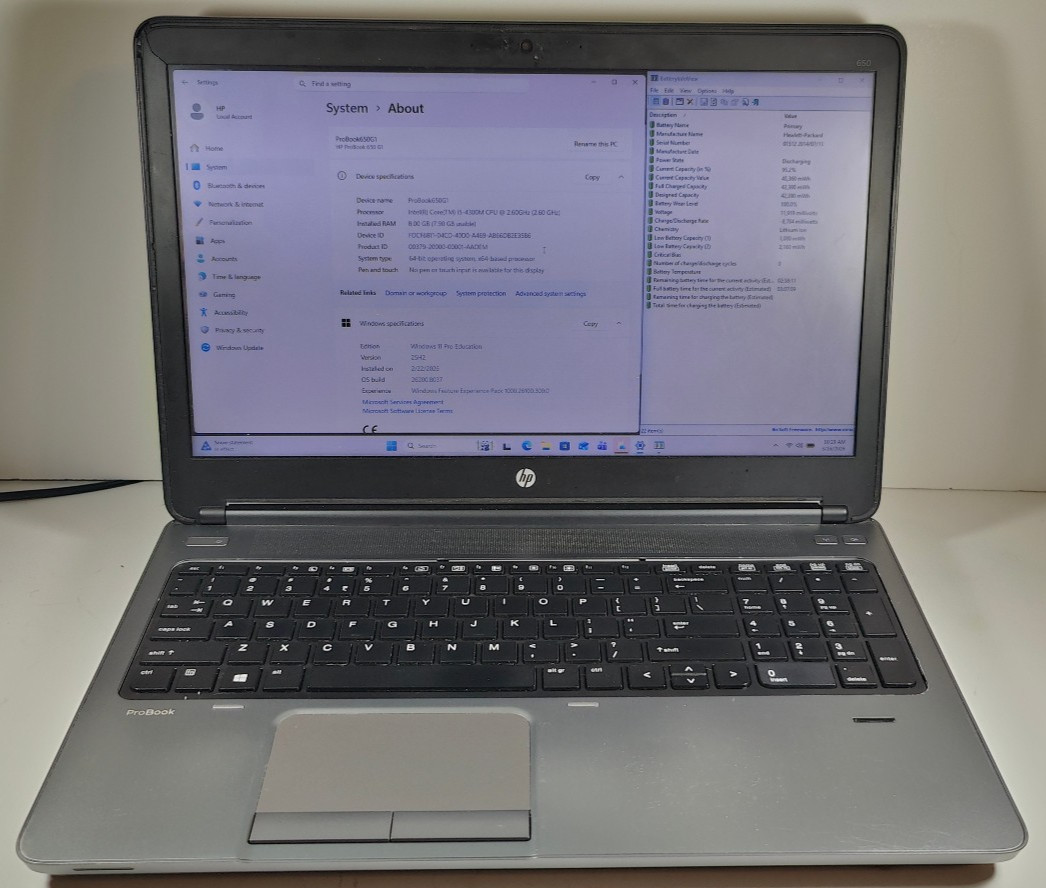 HP ProBook 650G1 Core i5 4300M 8GB RAM 256GB SSD 15.6″ Win11 1080P