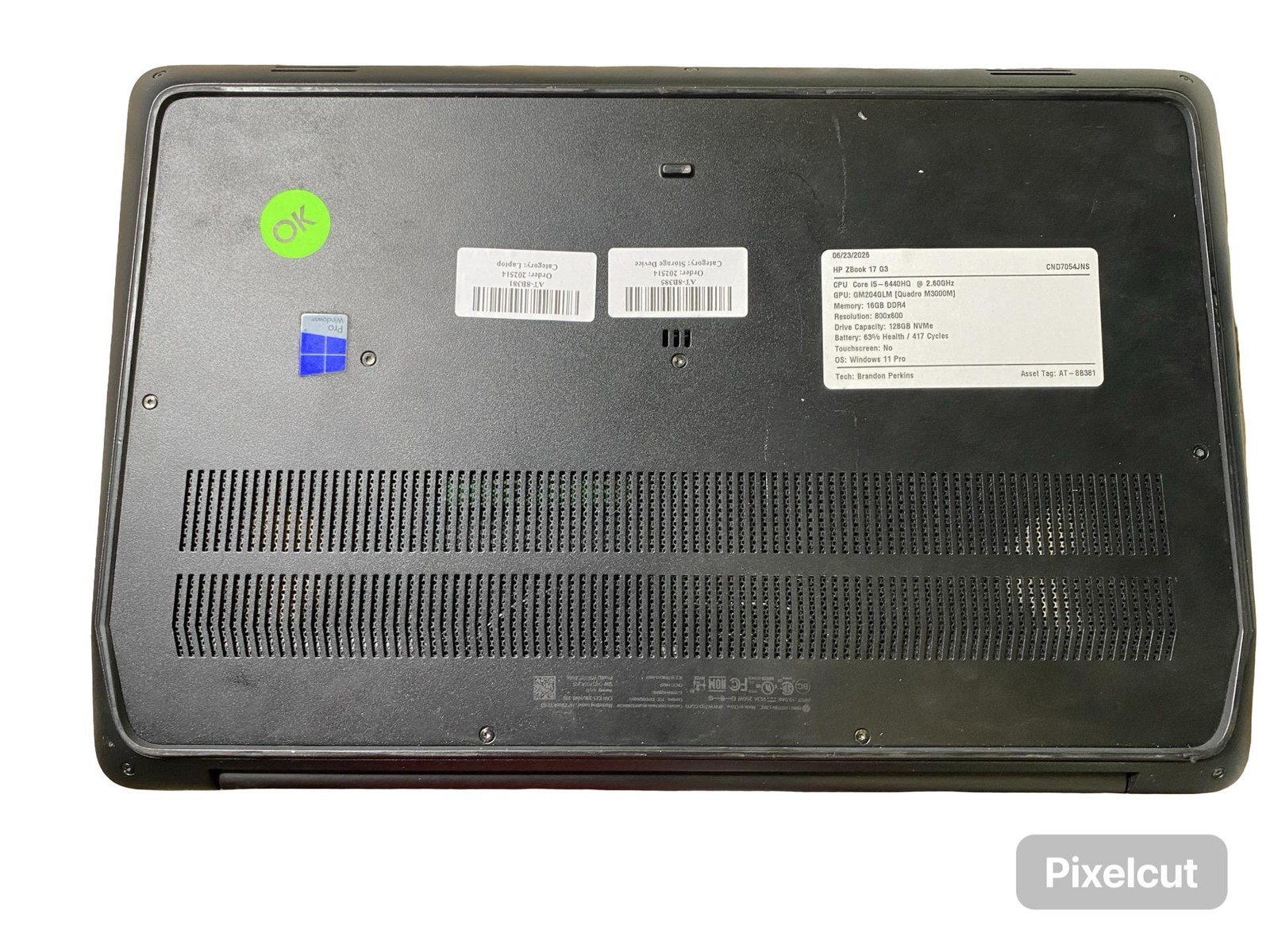 HP ZBook17 G3 Corei5 6440HQ 16GB Win11Pro 128GB Battery Inc Grade C