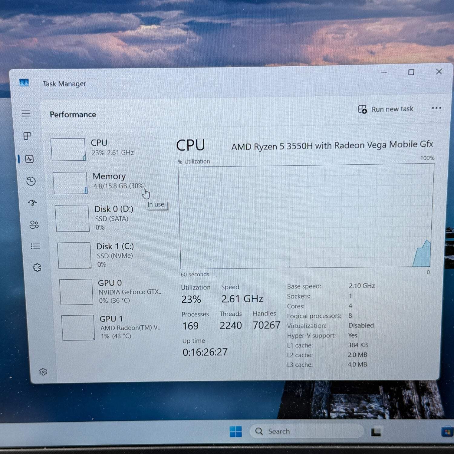 Asus TUF F16 FX505DT 15.6″ Ryzen 5 3550H 2.1GHz 16GB RAM 512GB SSD 256GB SSD GeF