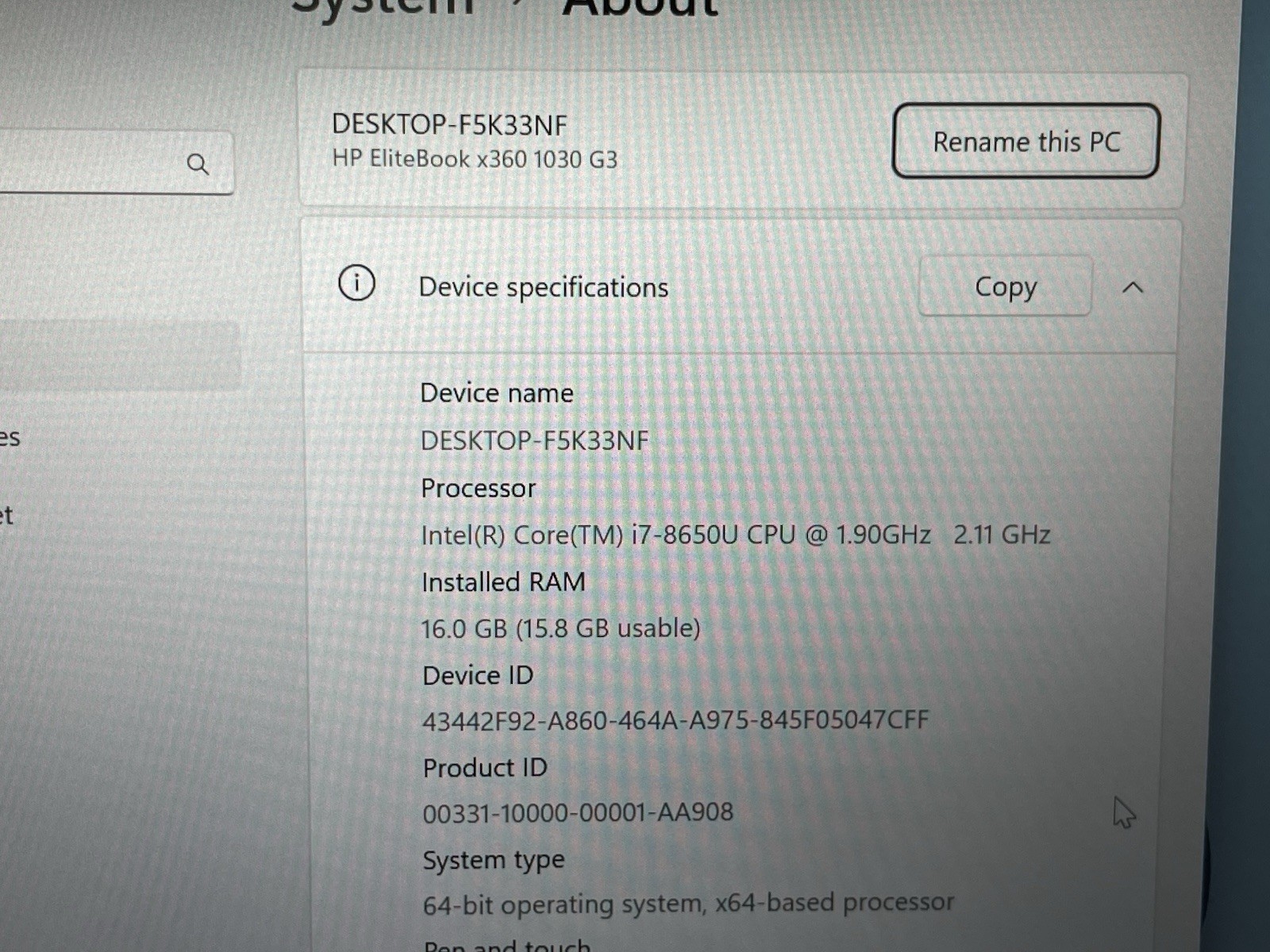 HP EliteBook x360 1030 G3 i7-8650U 16GB RAM 256GB SSD Windows 11 Pro Touchscreen