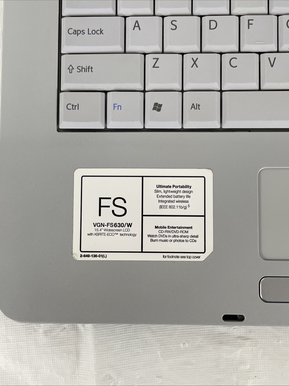 Sony Vaio VGN-FS630W Laptop | Intel Pentium (1.73 GHz) | 512MB RAM | No HDD |BB