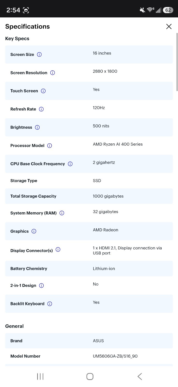 ASUS – Zenbook S16 16″ 3K OLED Touchscreen Laptop – AMD Ryzen AI 9 465 2026 -…