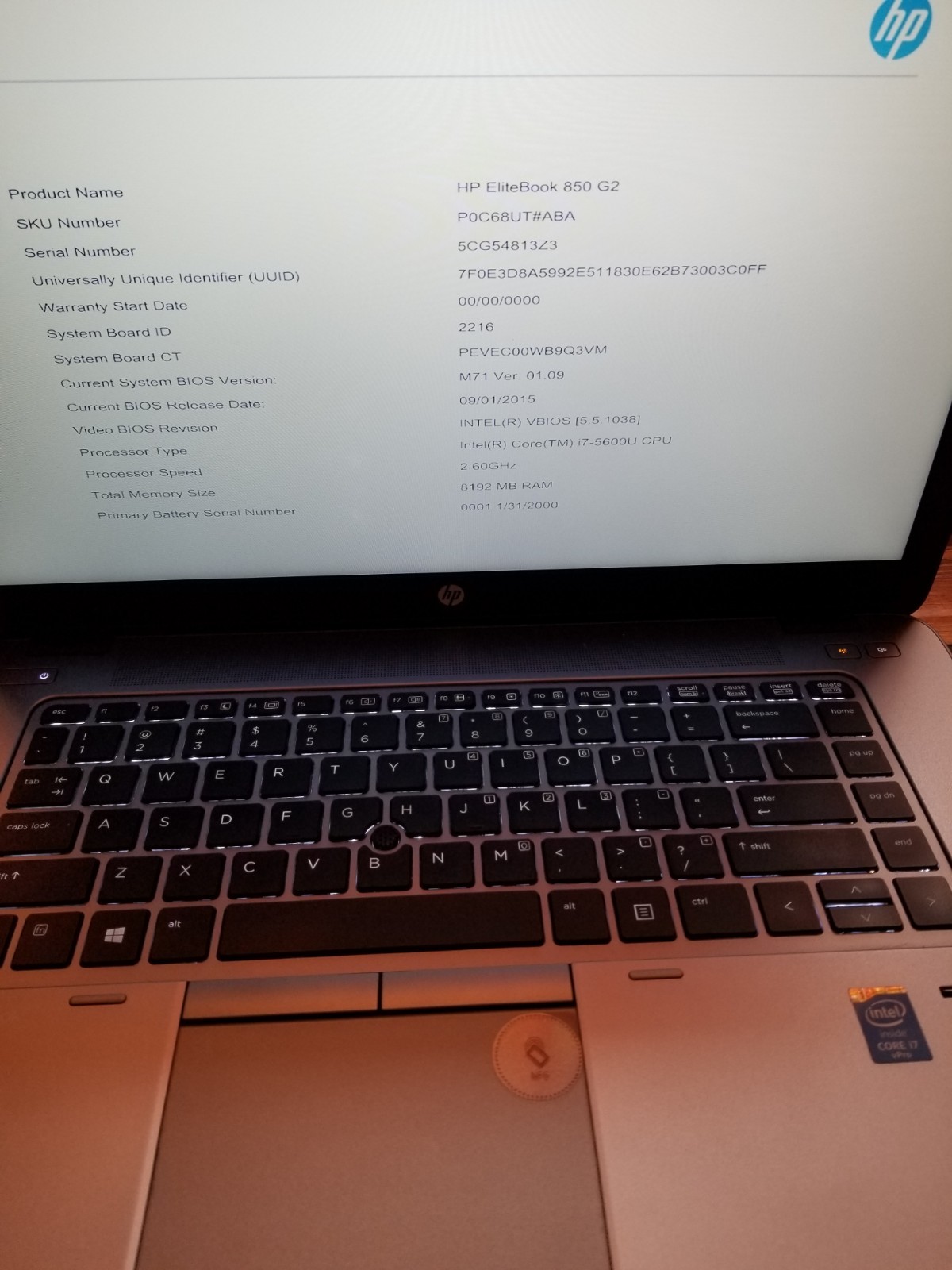Lot 4 HP EliteBook 850 G2 i7-5600U 2.6 GHz 8GB RAM 128GB SSD Batt 15.6″ NO AC|OS