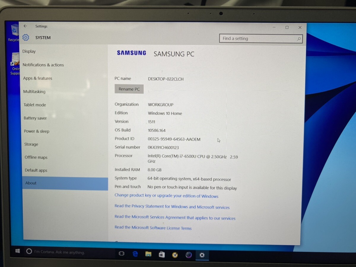Samsung Notebook 9 15″ Intel i7 6500U 8GB RAM 256GB SSD (EZ8007051)