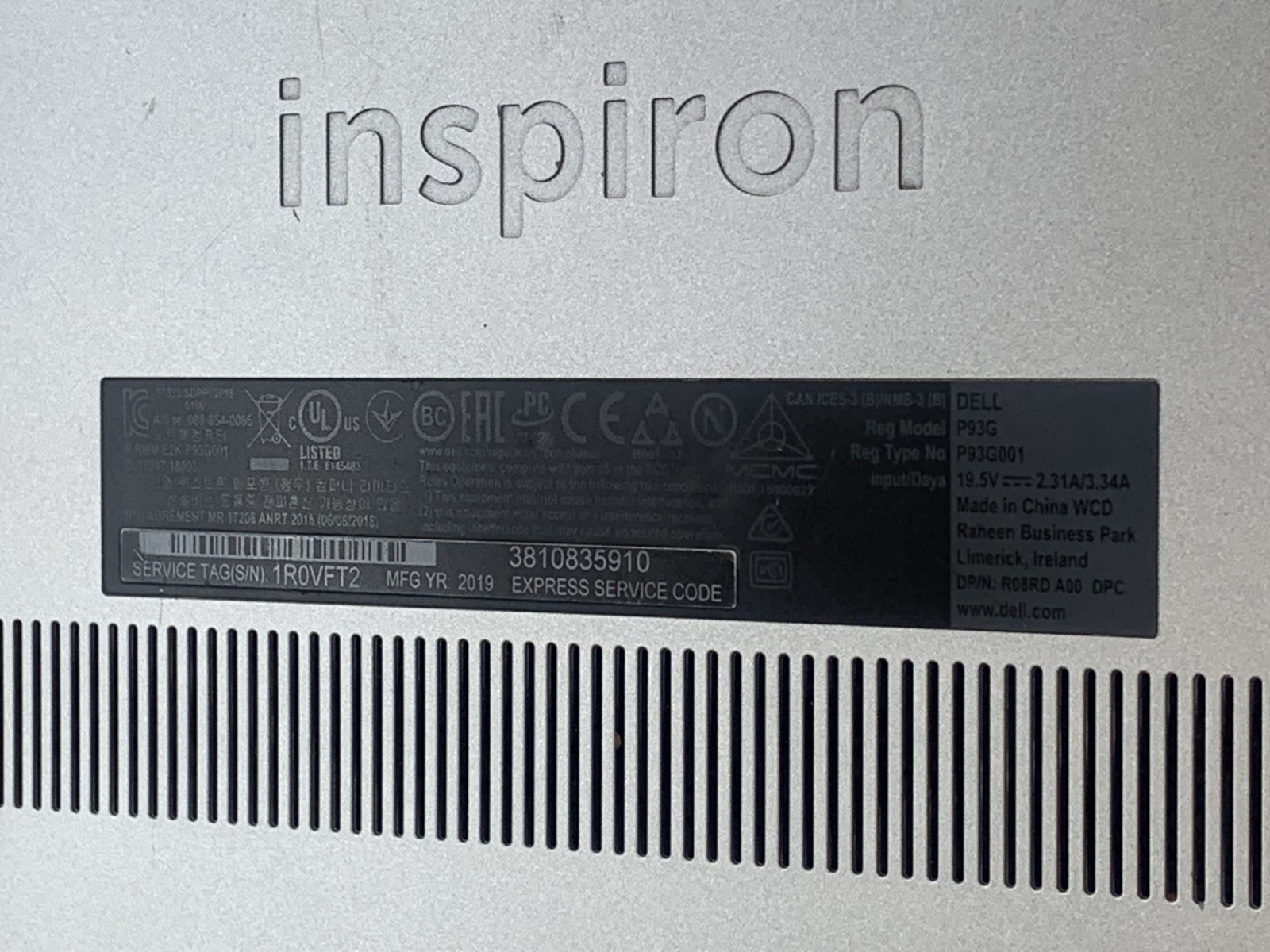 DELL INSPIRON 5482 i5-8265U@ 1.60GHz 8GB RAM 256GB NVMe W11H TOUCH WAC *READ