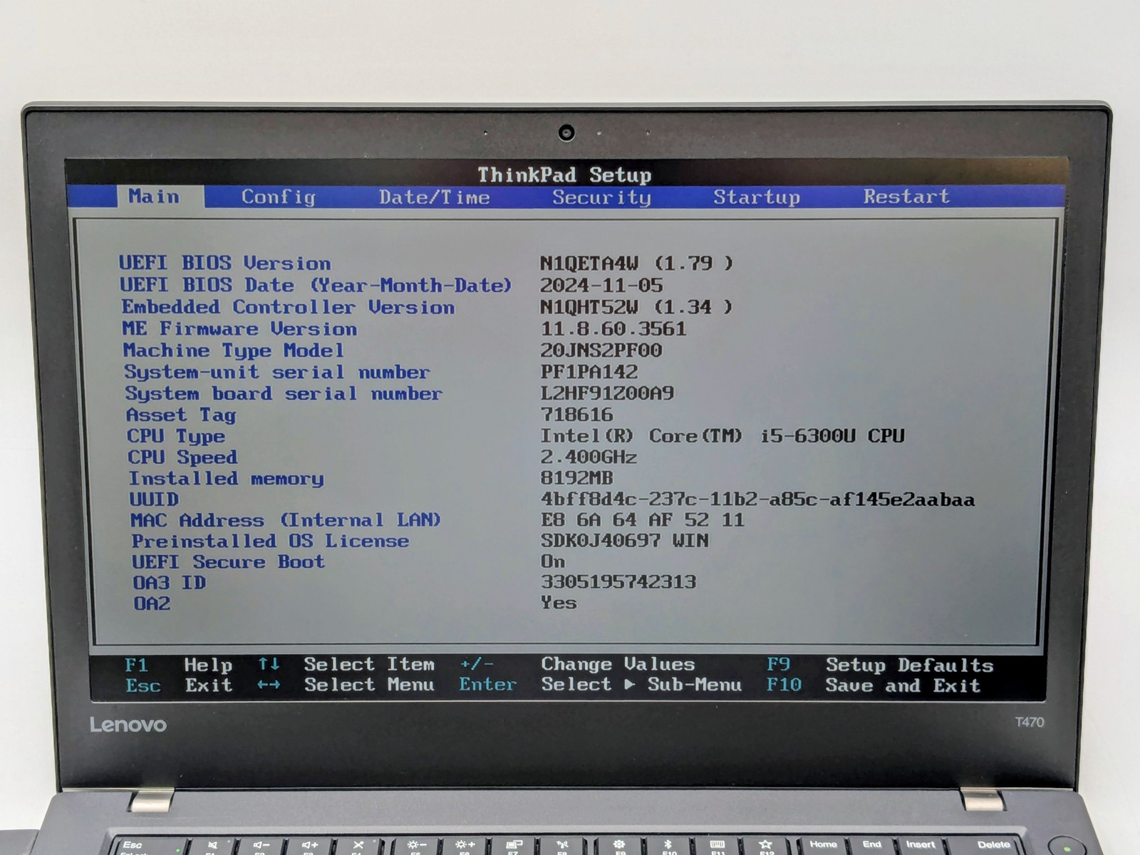 Lenovo ThinkPad T470 14″ FHD I5-6300U 256GB 8GB W10P Backlit FP Reader *READ*