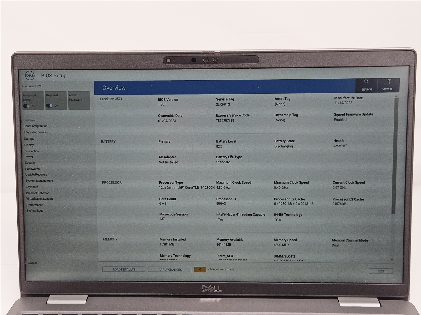 Dell Precision 3571 P104F 16GB 512GB SSD i7-12800H 15.6″ Workstation