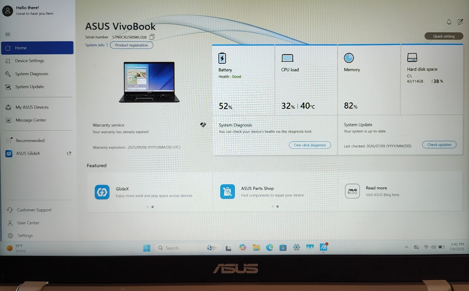 Asus E510 FHD 15.6″ Intel N4020 / 128GB eMMC / 4GB RAM Laptop Backlit KB White