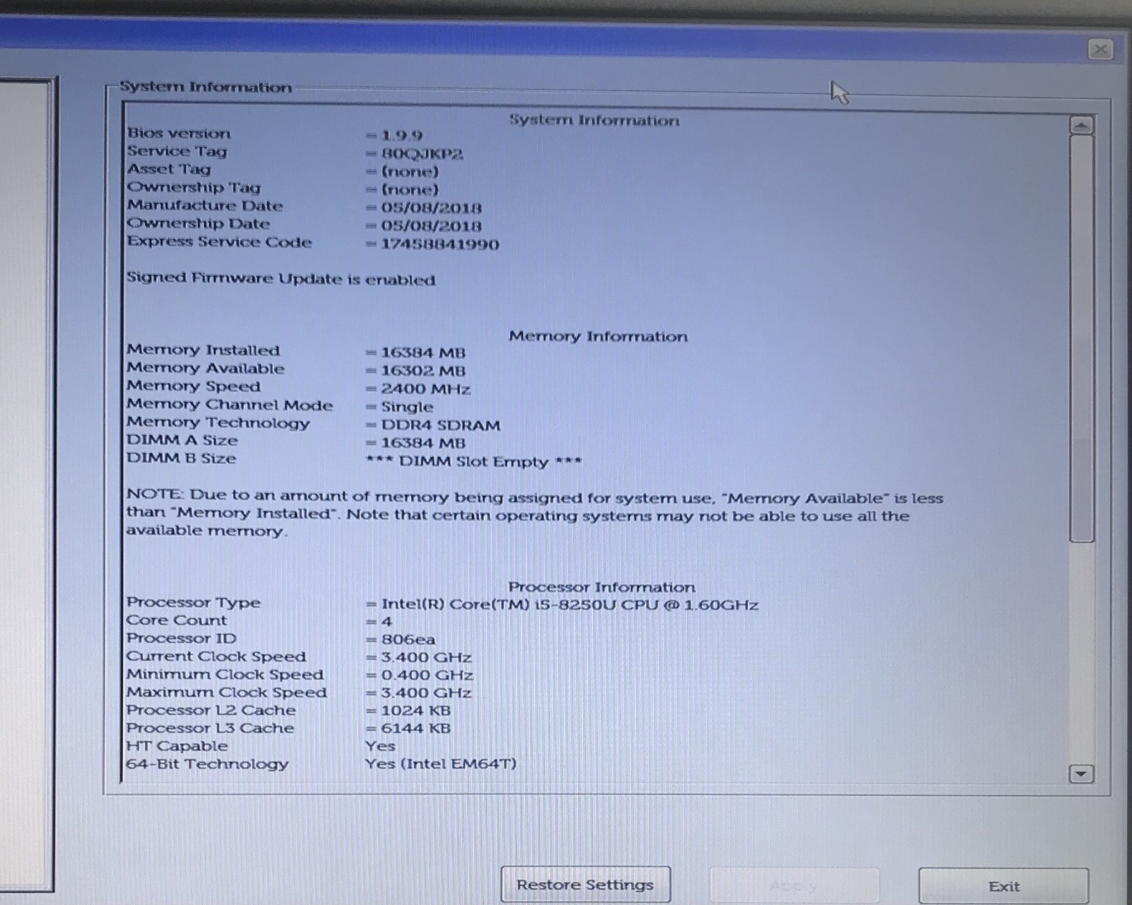 DELL LATITUDE 3490 INTEL CORE i5-8250U @ 1.60GHz 16GB RAM 256GB SSD W11P *READ