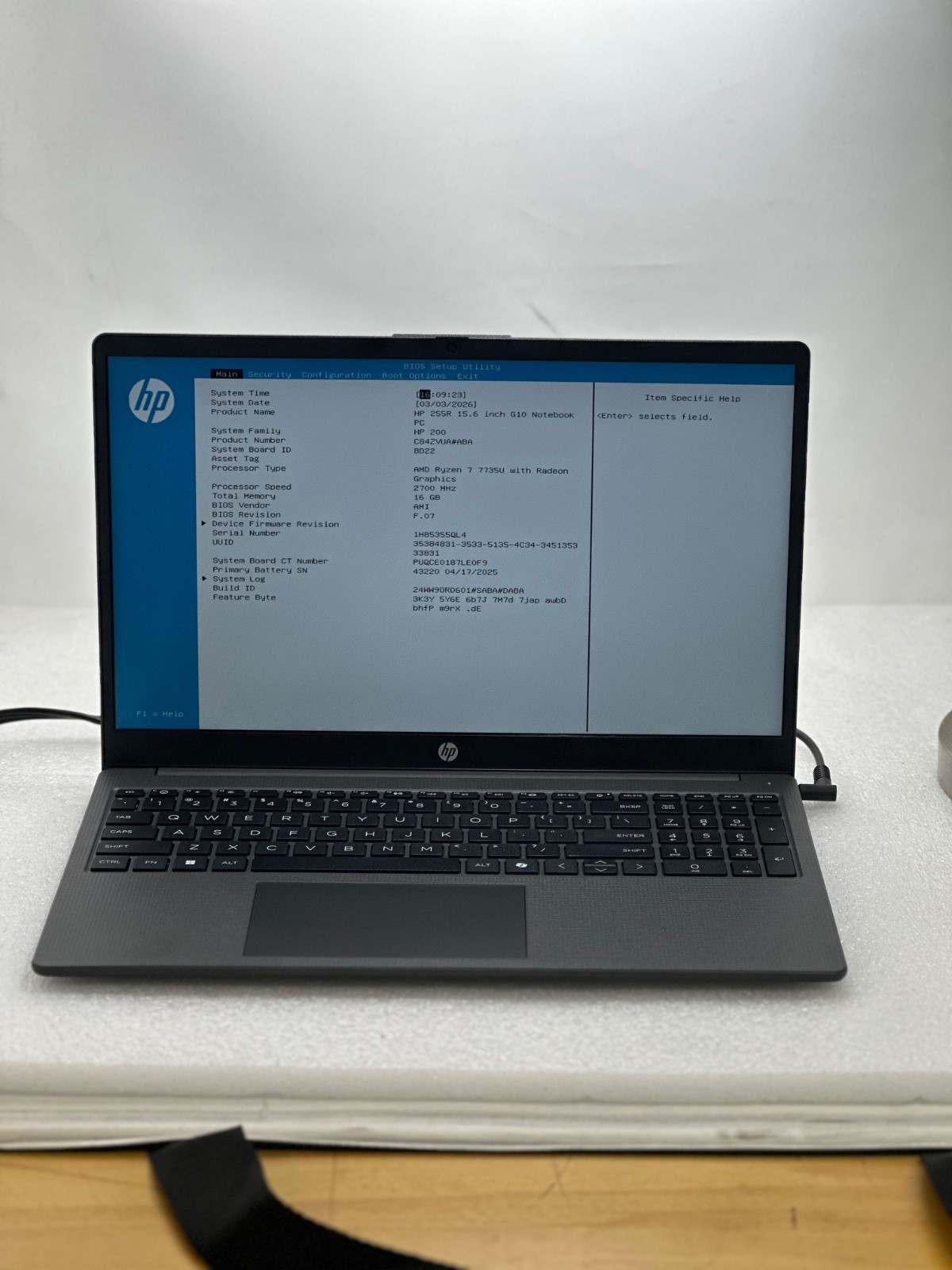 HP 255R 15.6″ FHD G10 Notebook AMD Ryzen 7 7735U (2.7GHz)512GB 16GB
