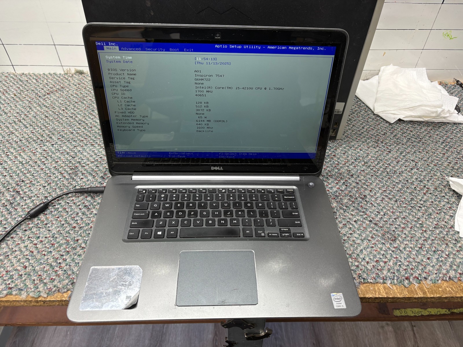 Dell Inspiron 15 7547 i5-4210u 1.70GHz 6GB RAM No OS No HDD