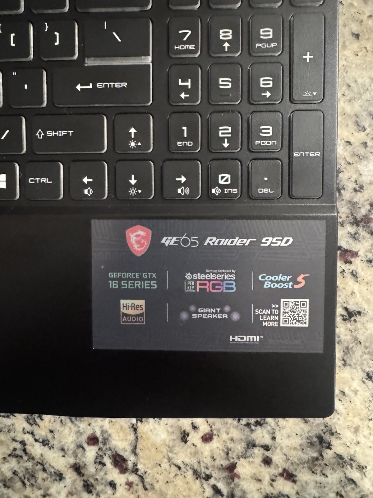 MSI GE65 Raider 9SD Gaming 15.6″ i7 9th Gen 16GB 477GB SSD GTX 16