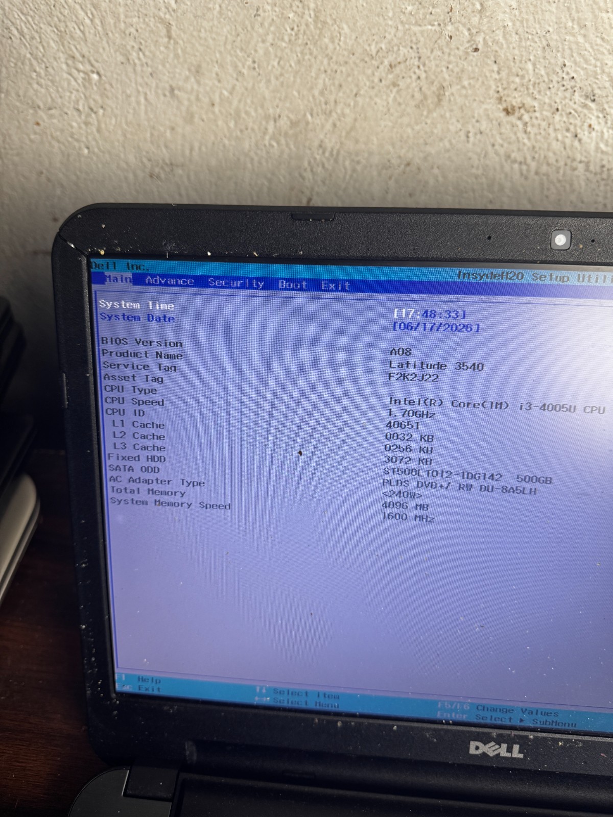 Dell Latitude 3540 Intel Core i3-4005U, 4GB RAM, Laptop For Repair #6396