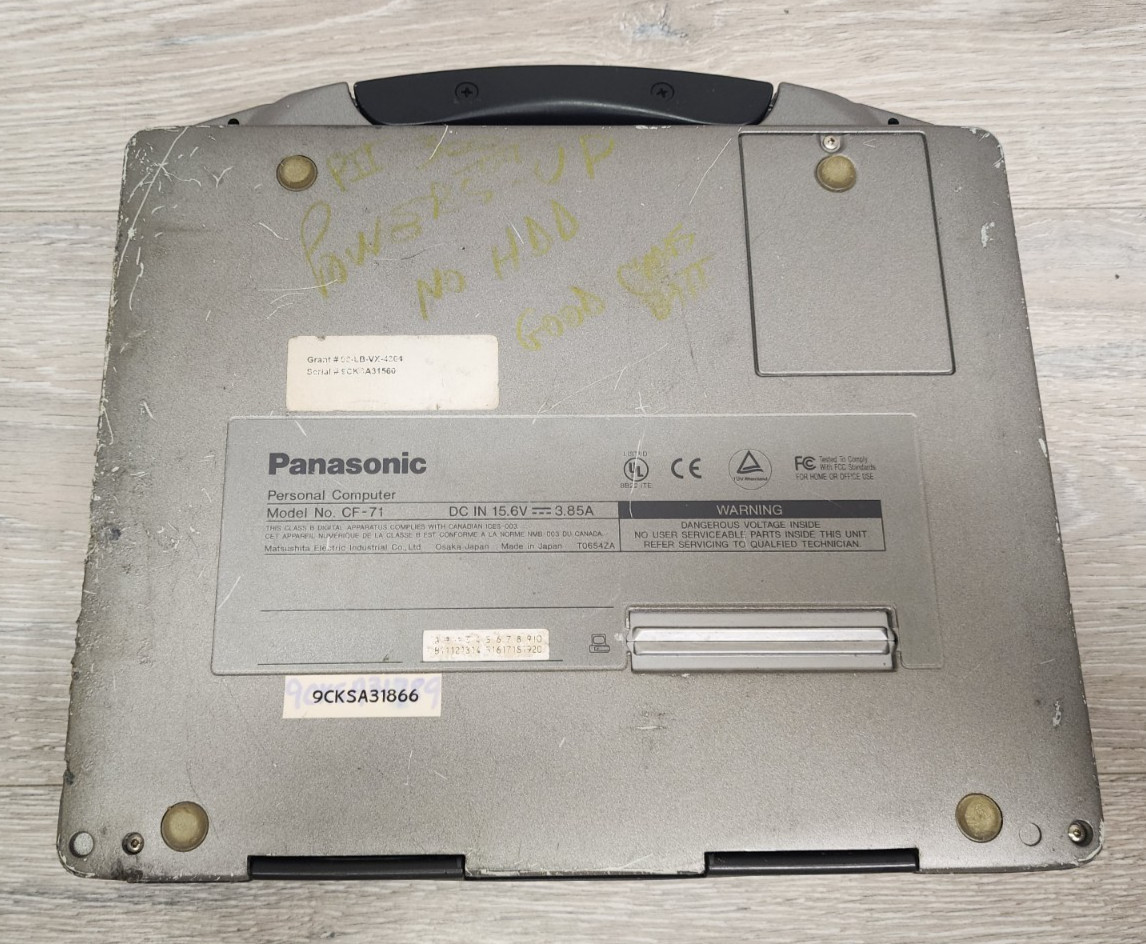 Panasonic Toughbook CF-71 Laptop PC T0654ZA NO HDD AS IS PARTS REPAIR READ! #B