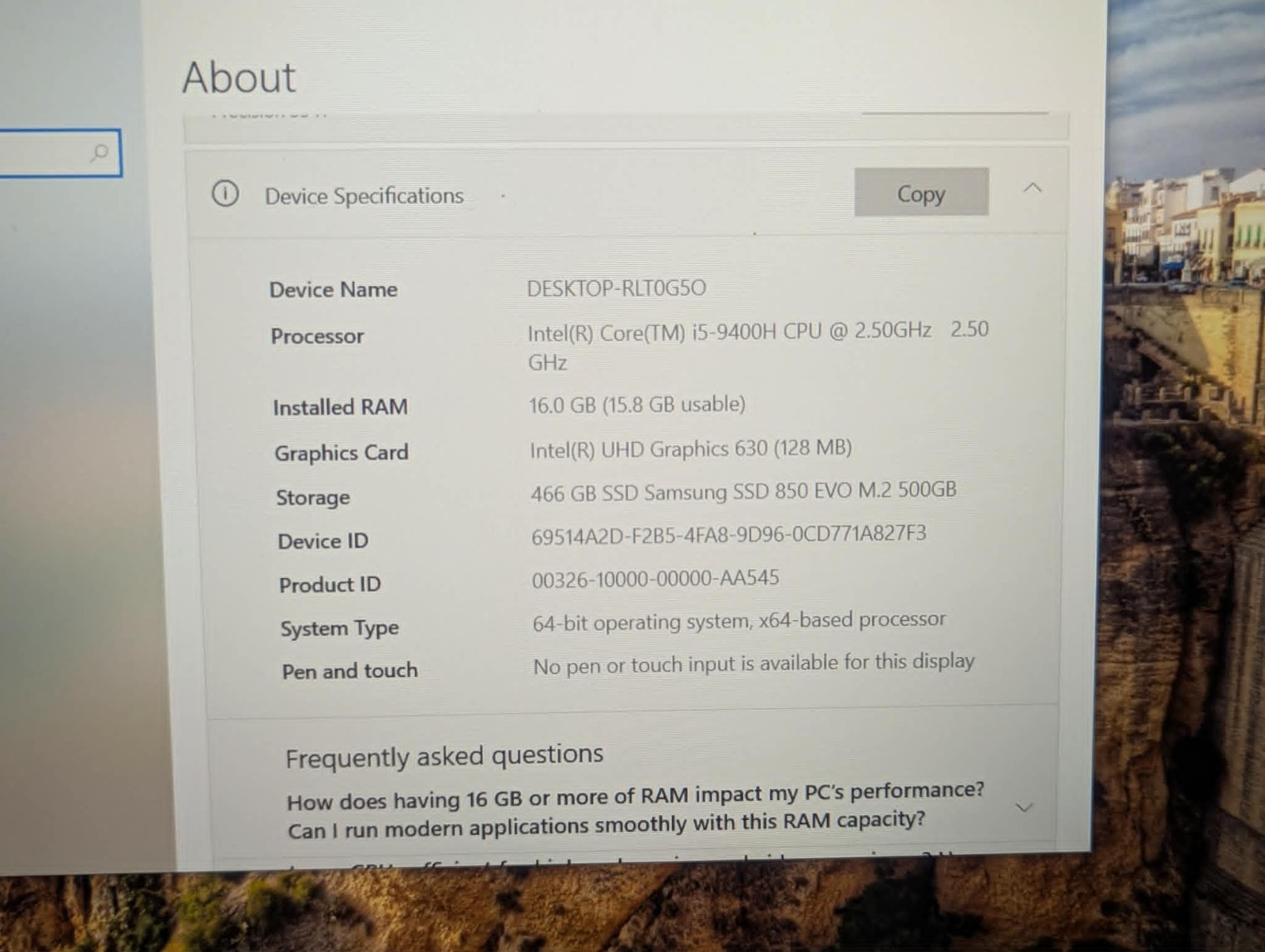 Dell Precision 3541 15.6 Laptop i5-9400H 16GB RAM 500GB SSD Win10 Pro