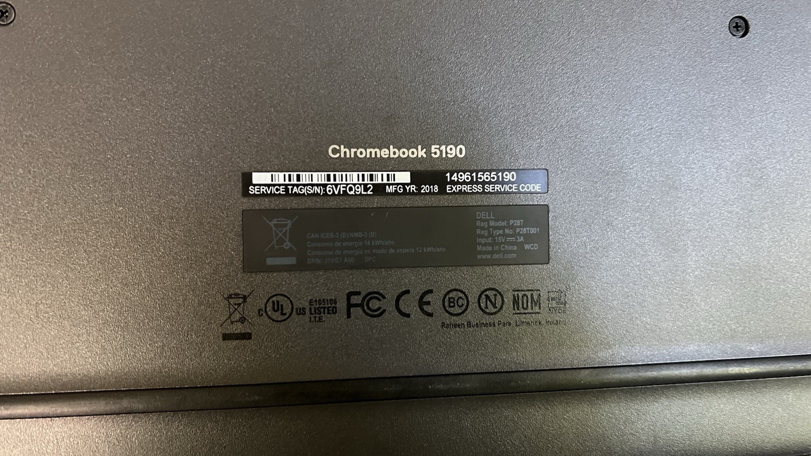 Dell Chromebook 5190 (2018) – Untested, No Charger – Powers On – Read