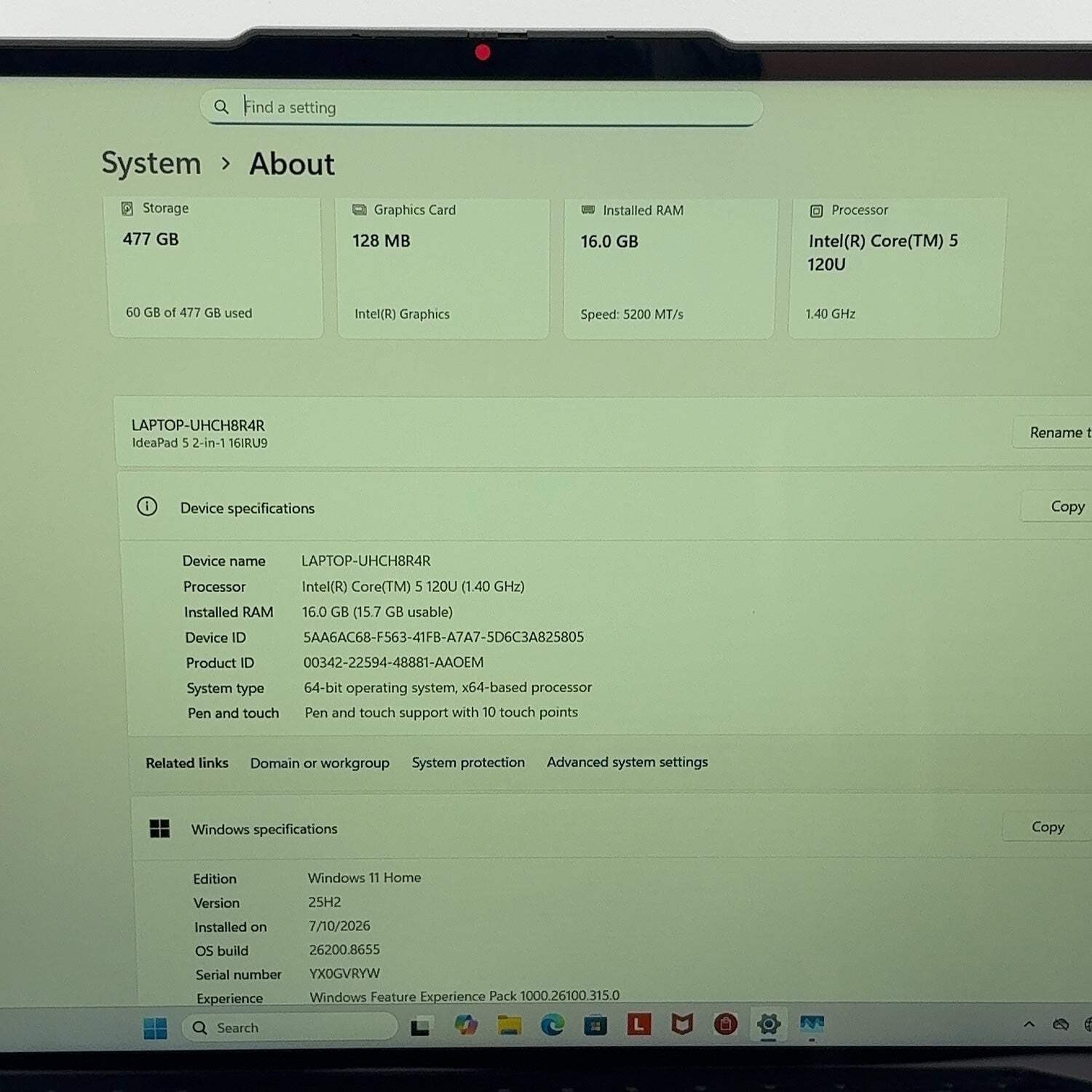 Lenovo IdeaPad 5 2-in-1 16IRU9 16″ Core 5 120U 1.4GHz 16GB RAM 512GB SSD