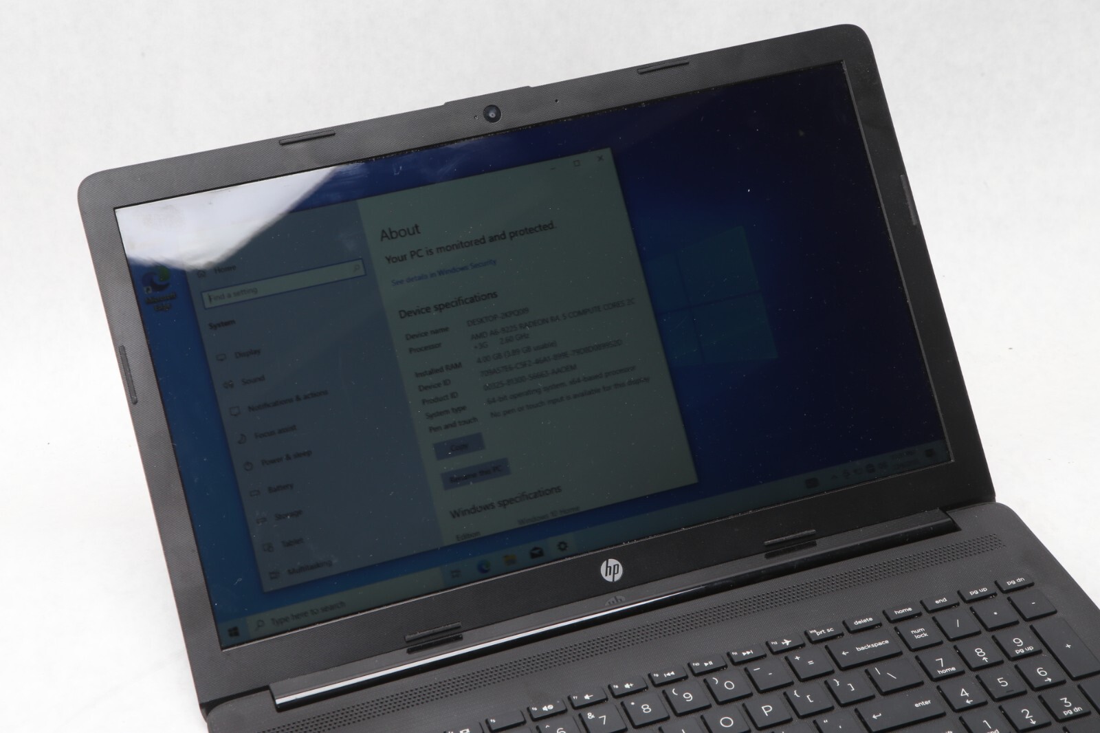 HP 15-db0011dx 15.6″ Laptop AMD A6-9225 Radeon R4 240GB SSD 4GB DDR4 READ E42