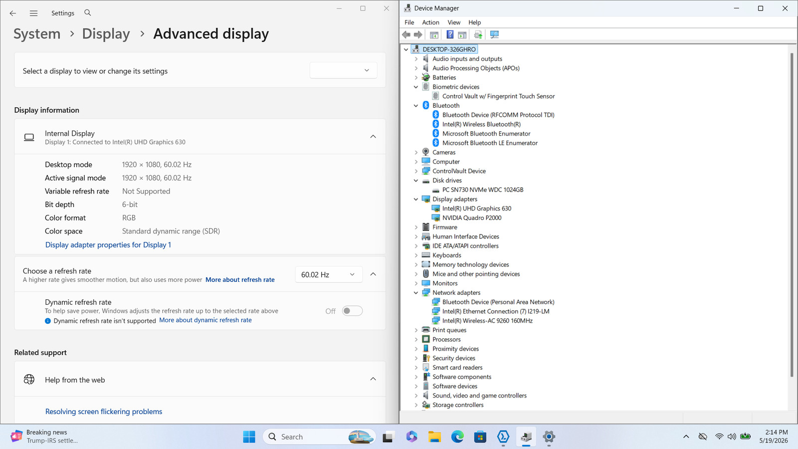 Dell Precision 7530 15″ FHD I7-8750H 1TB SSD 16GB W11P Quadro P2000 *READ*