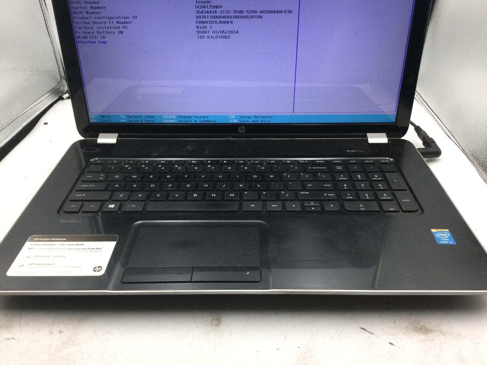 HP PAVILION 17 – BOOTS TO BIOS – INTEL I3 4000 – 4GB RAM – 17″ – READ DESC – BB!