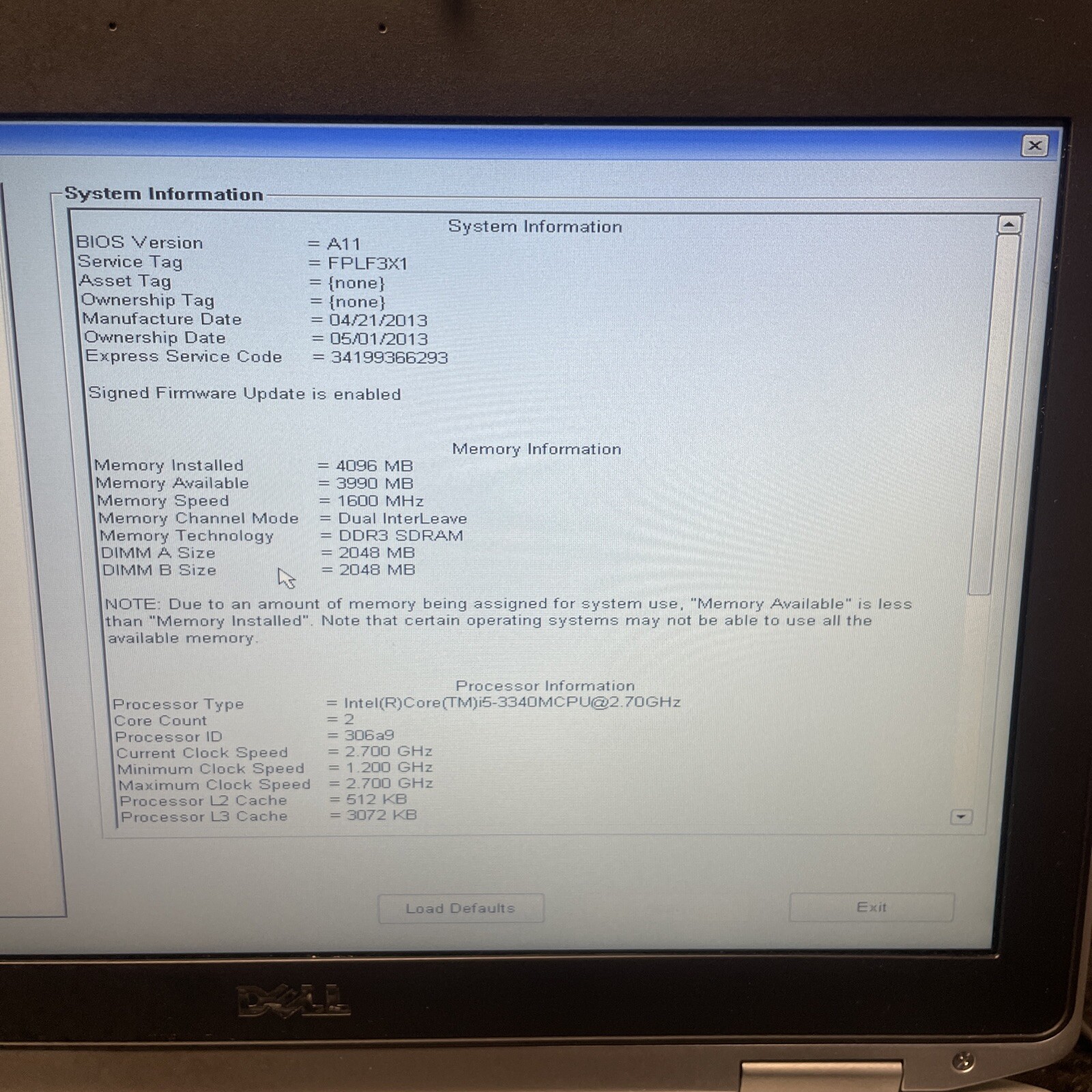 *PARTS* Dell Latitude E6430, Intel Core i5-3340M, 4GB RAM, No HDD/OS/BATTERY