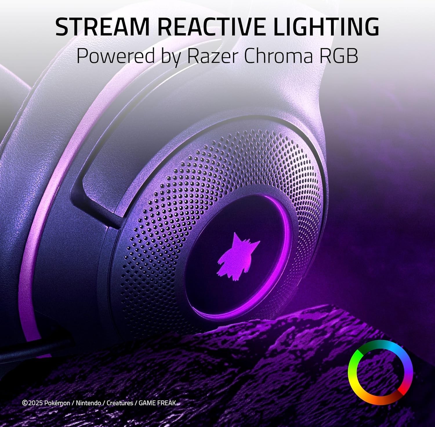 Razer Kraken Kitty V2 USB Wired Headset: Gengar Spikes Pokemon Gengar Edition