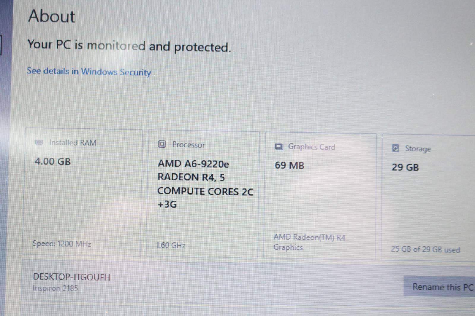 Dell Inspiron 3185 11.6″ Touch Laptop AMD A6-9220e 4GB RAM 32GB SSD Win 10
