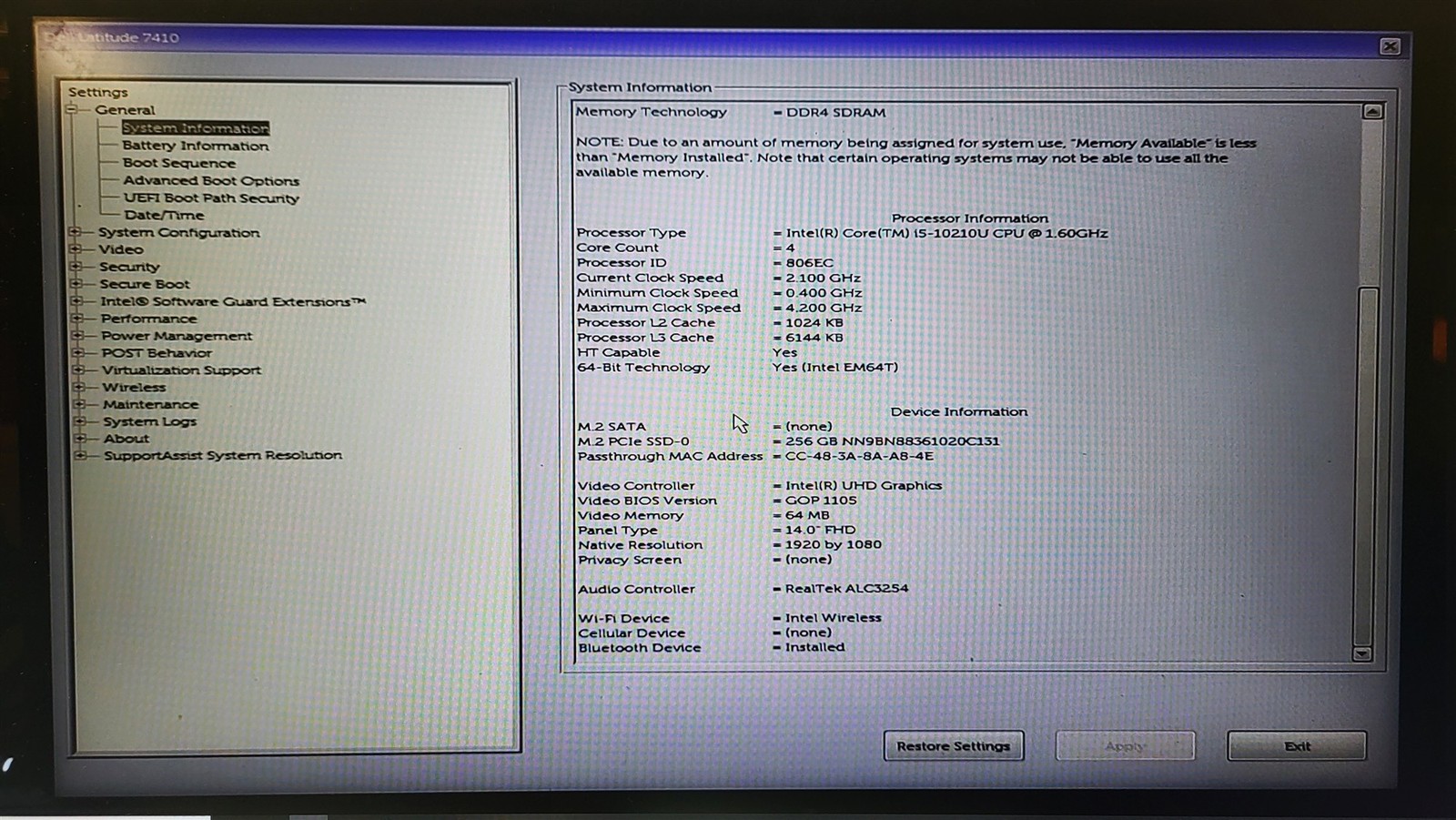 Scratched Screen Dell Latitude 7410 Laptop Intel i5-10210U 1.6GHz 8GB 256GB