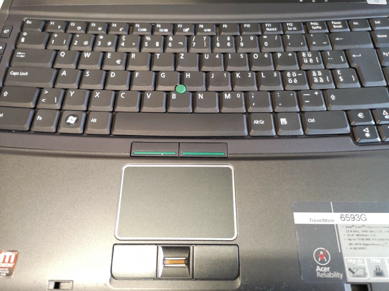 Acer TravelMate 6593 Intel C2D P8600 3GB/250GB 15.4 inch 1680×1050, CAM