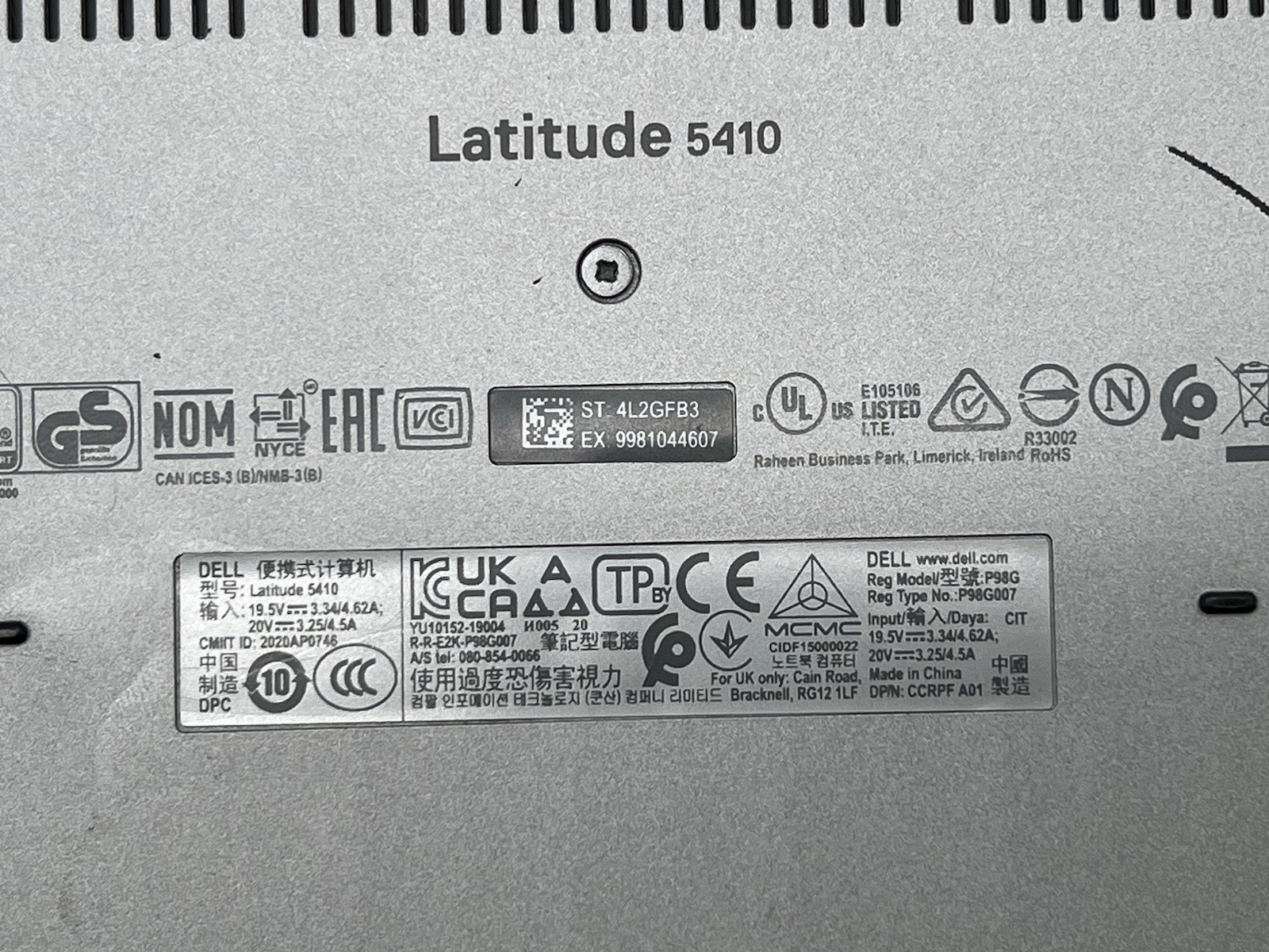 Dell Latitude 5410, i5-10310U CPU, @ 1.70GHz, 8GB RAM-No OS/HDD, w/Chager