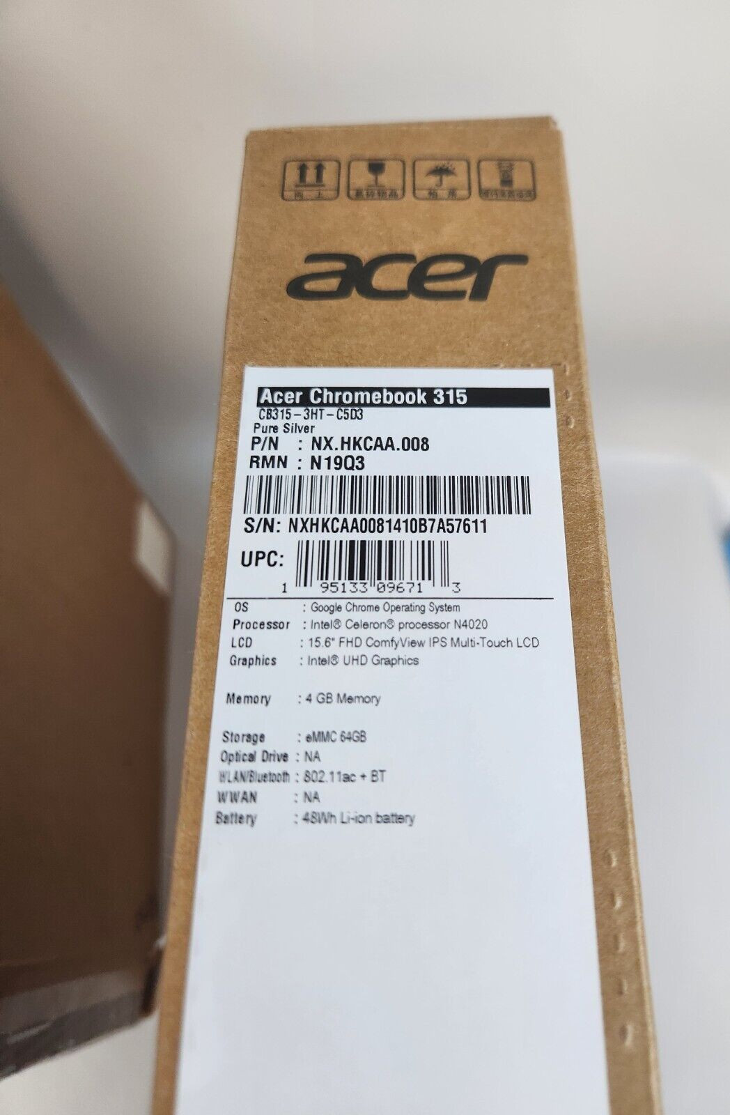 Acer Chromebook 315 15.6″(64GB, Intel Celeron N4020,1.1 GHz, 4GB RAM)OPEN BOX
