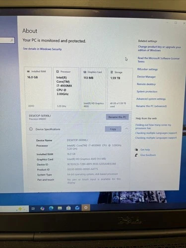 Dell Precision M6800 i7-4900MX 16GB DDR3-1866 1.59TB