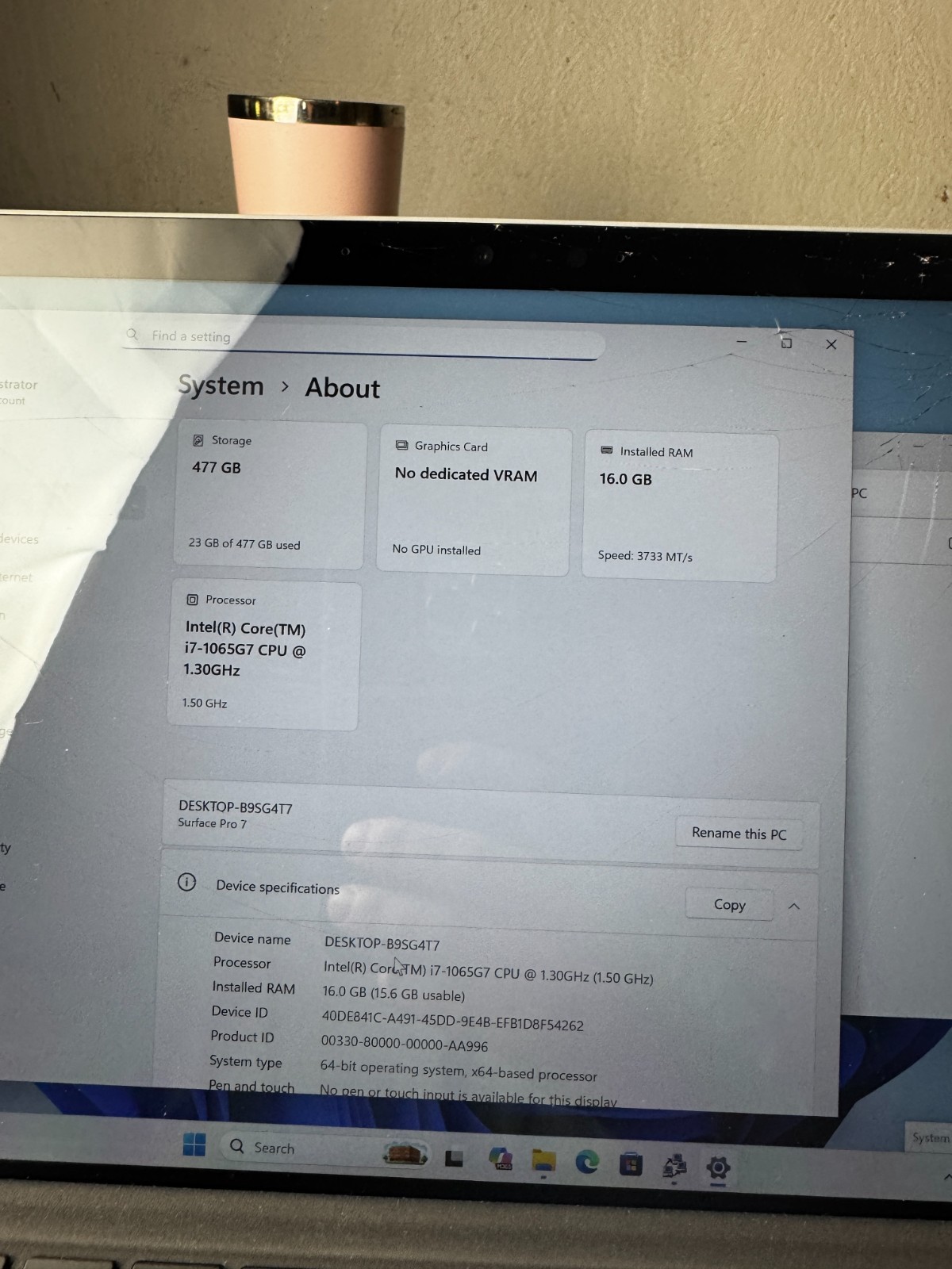 Microsoft Surface Pro 7 Core I7-1065G7 500GB SSD 16GB RAM Laptop #6419