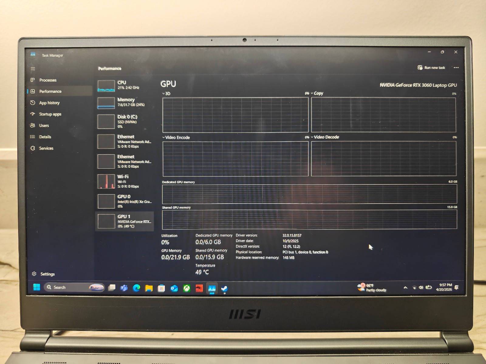 MSI Stealth 15M Gaming Laptop i7‑11375H RTX 3060 32GB 512GB SSD 15.6″ FHD 144Hz