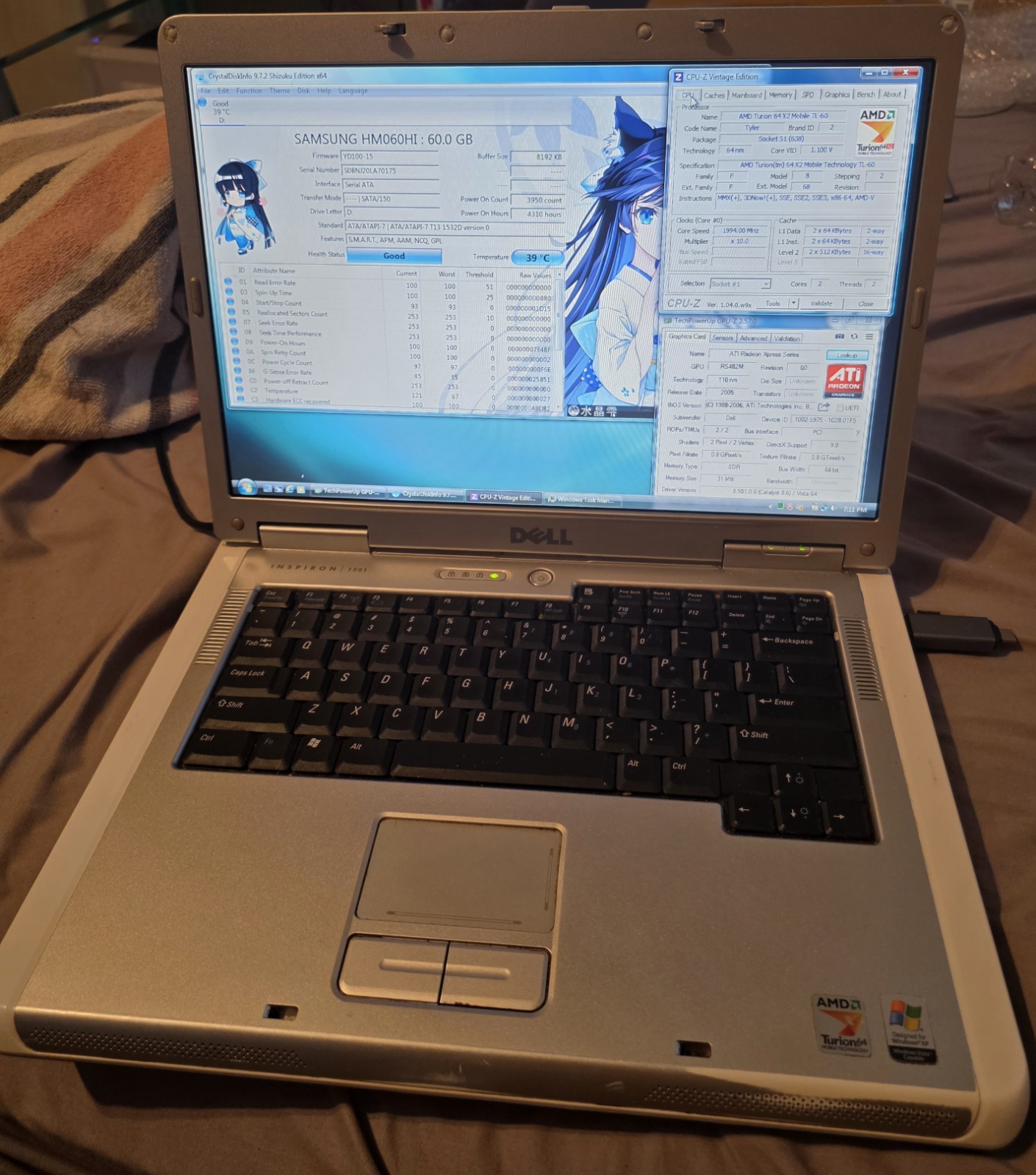 Dell Inspiron 1501 TL-60 3GB RAM 60GB HDD Windows Vista