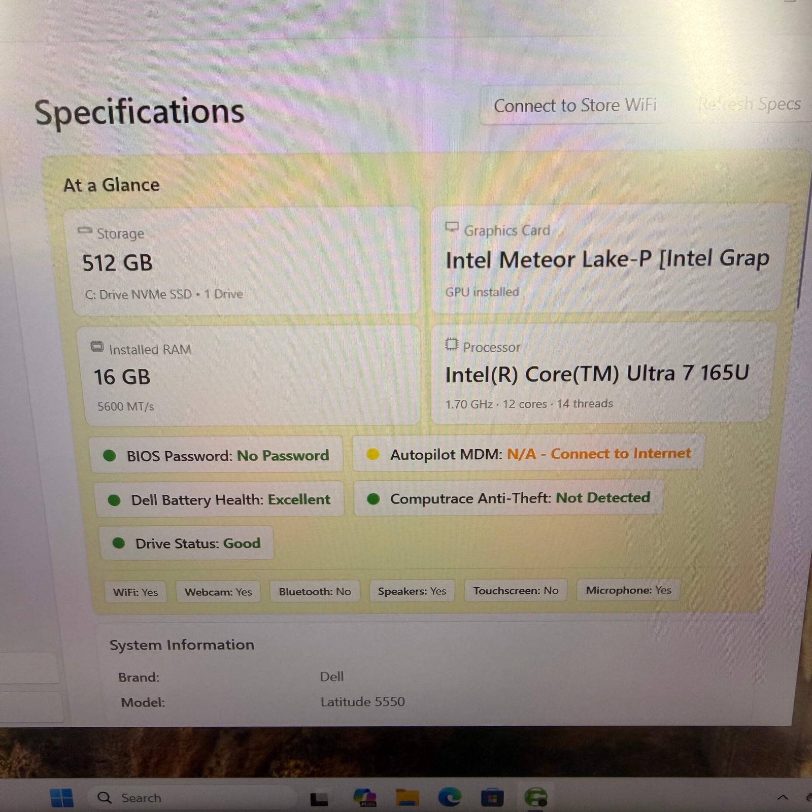 Dell Latitude 5550 15.6″ Core Ultra 7 165U 1.7GHz 16GB RAM 512GB SSD