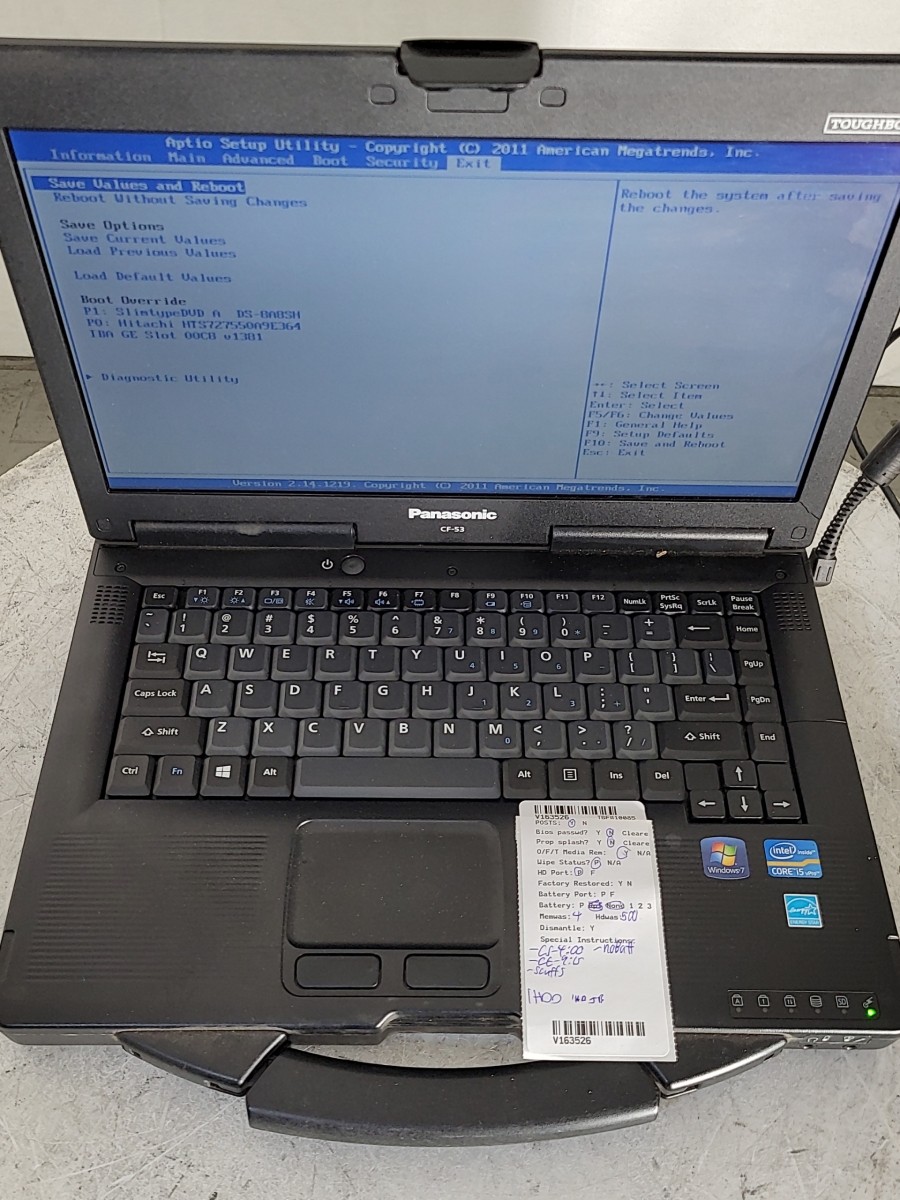PANASONIC Toughbook CF-53 CF-53JALZY1M Laptop Core I5-3320M 4GB 500GB SEE NOTES