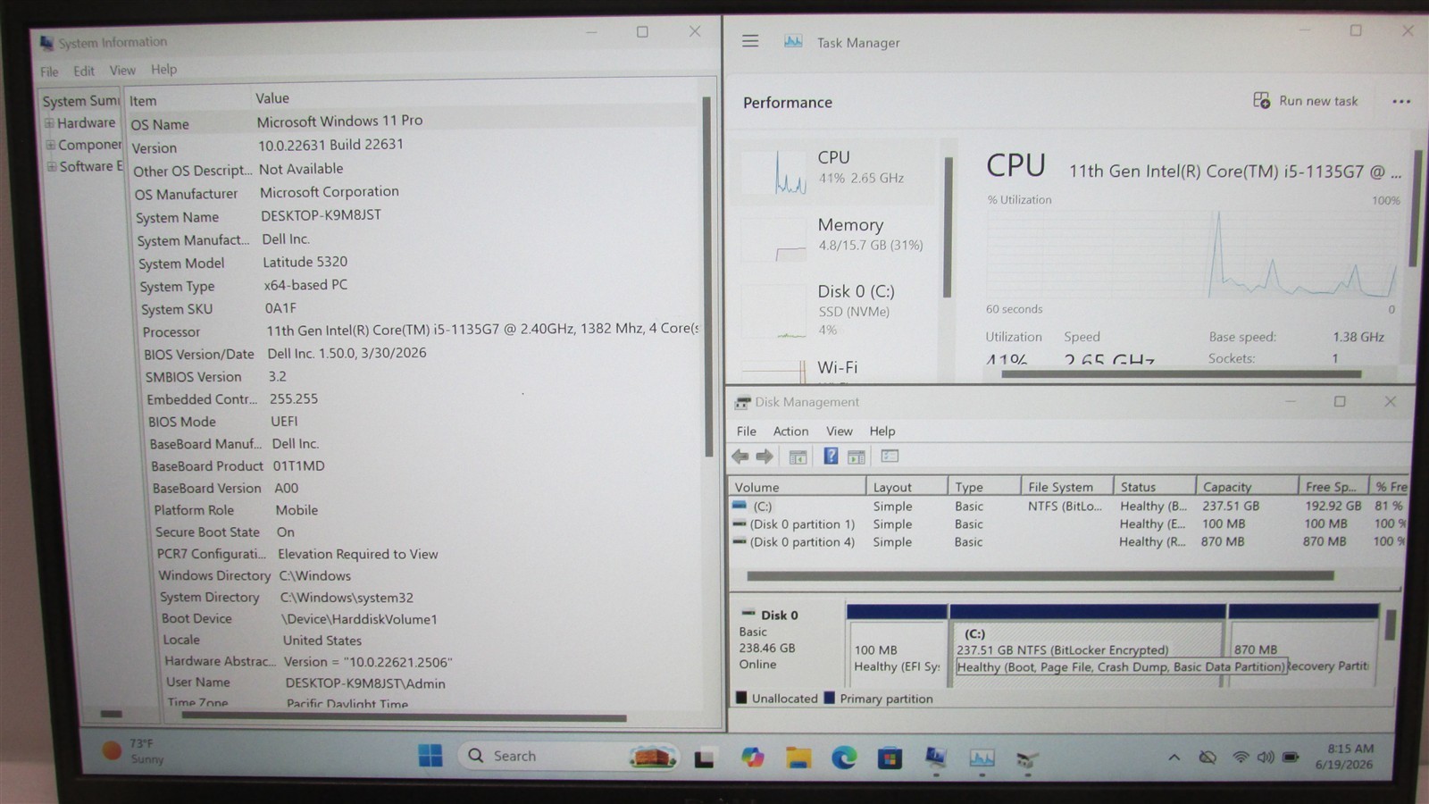Dell Latitude 5320 i5-1135G7 2.4GHz 16GB RAM 256GB NVME 13.3″ W11 Pro COSM WEAR