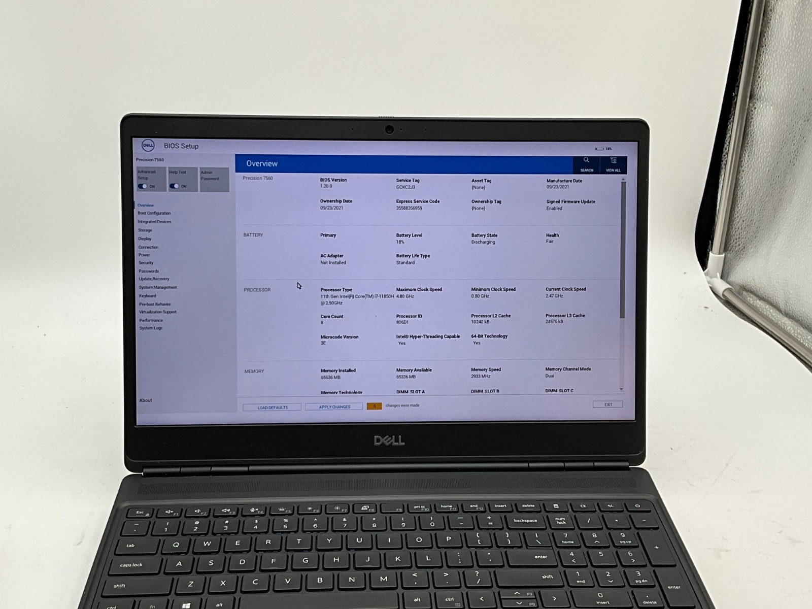 DELL Precision 7560 i7-11850H 2.50g 64GB 1tb T1200 15.6″ WIN11 Laptop GCKC2J3