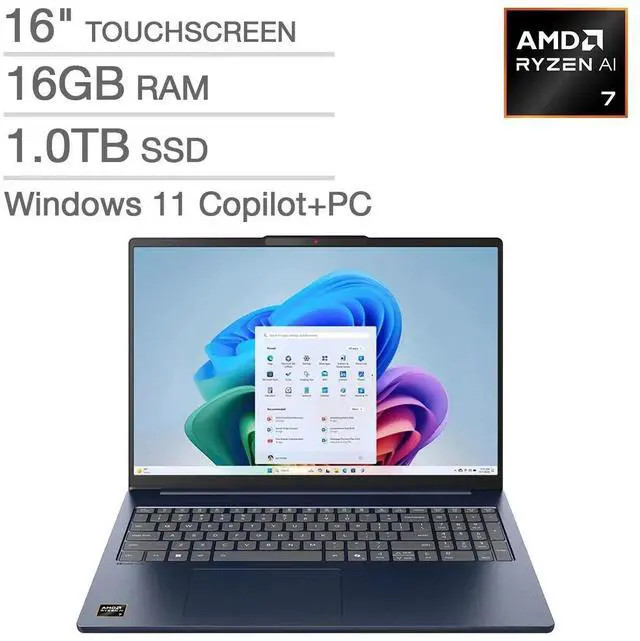 Lenovo IdeaPad Slim 5 16 in Touch Ryzen AI 7 350 16GB RAM 1TB SSD W11 Home