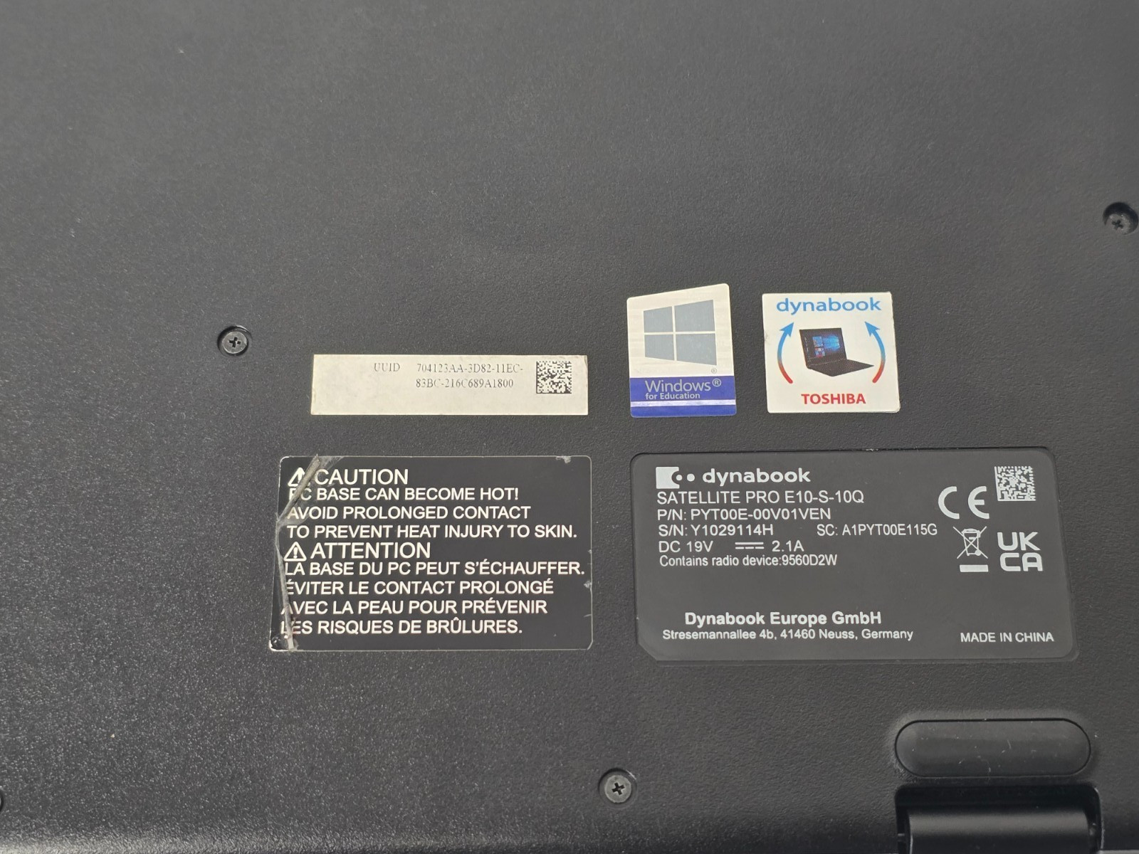 TOSHIBA DYNABOOK SATELLITE PRO E10 11.6″ 4GB 128GB WIN11 PRO EDU E10-1-10Q