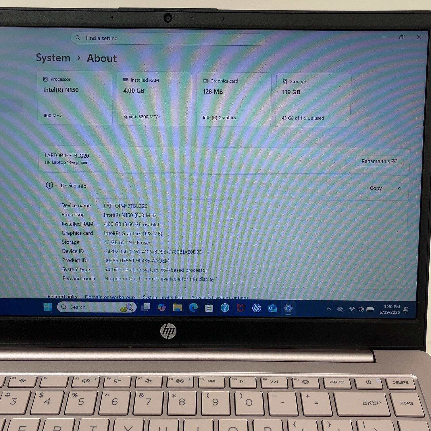 HP Laptop 14-EP2011WM 14″ N150 0.8GHz 4GB RAM 128GB SSD