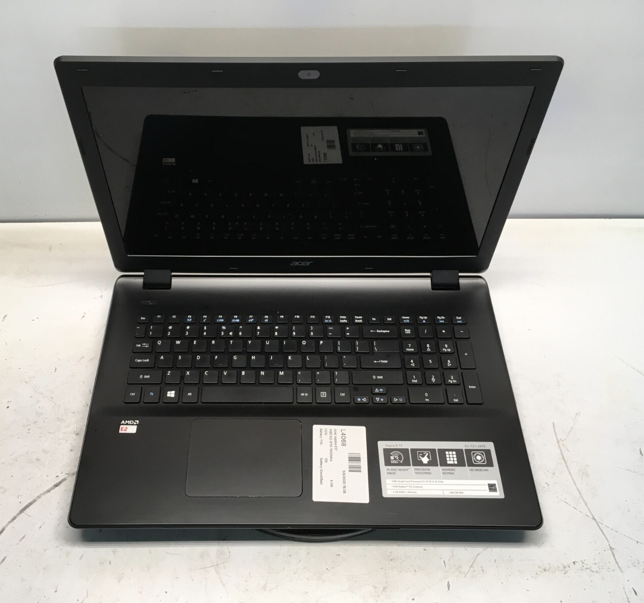 Acer Aspire E17 E5-721 AMD E2-6110 1500MHz 4 GB NO HDD No Batt
