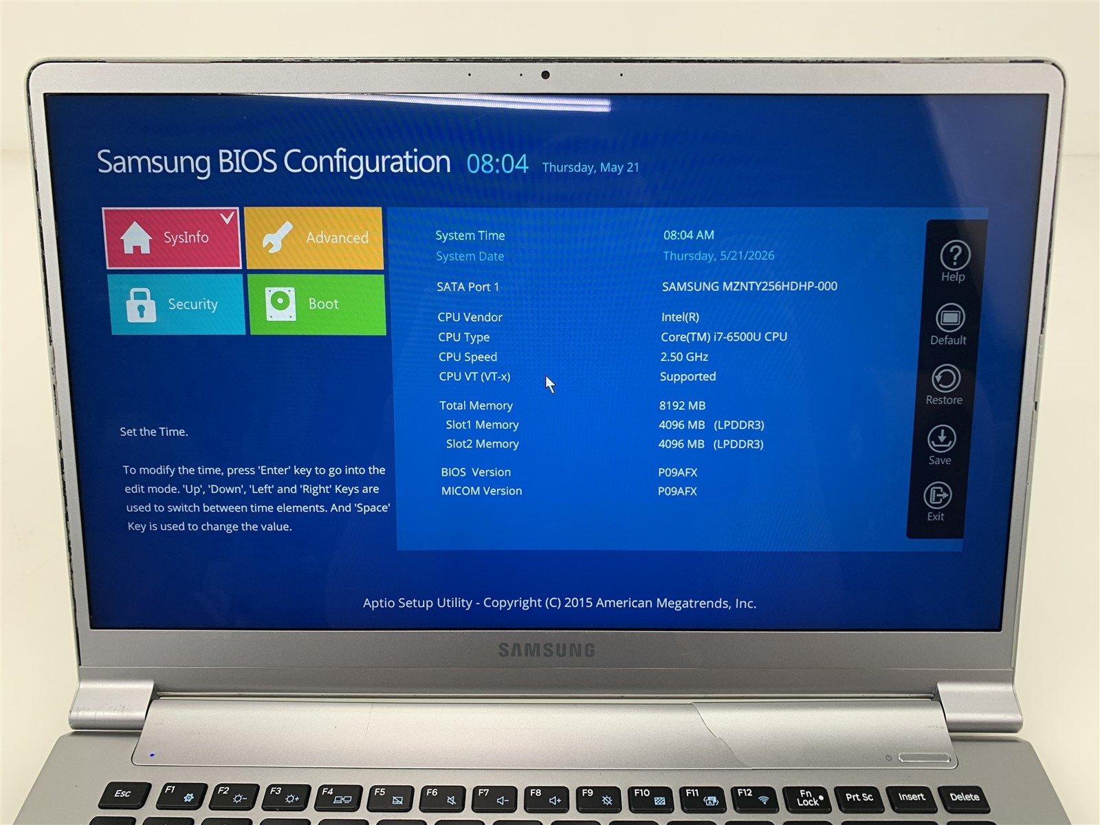 Samsung Notebook 9 15″ i7-6500U 8GB RAM 256GB SSD Win 11