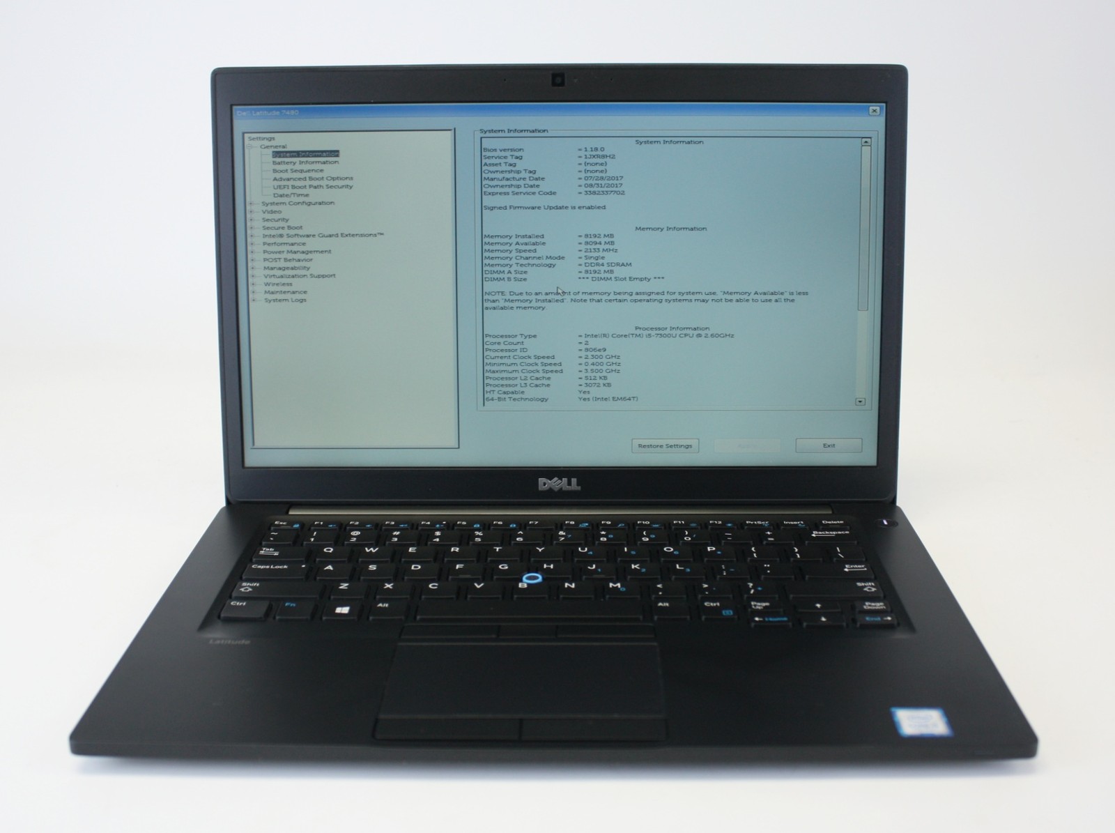 Dell Latitude 7480 14″ Laptop i5-7300U 2.60GHz 16GB RAM