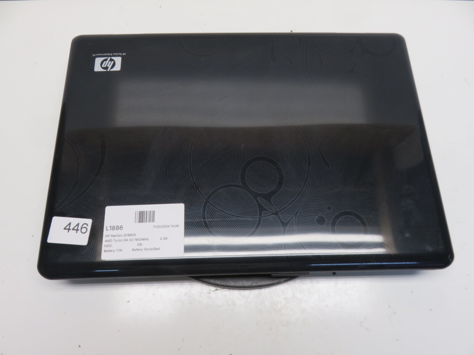 HP Pavilion DV9500 Laptop AMD Turion 64 X2 2GB NO HDD No Batt