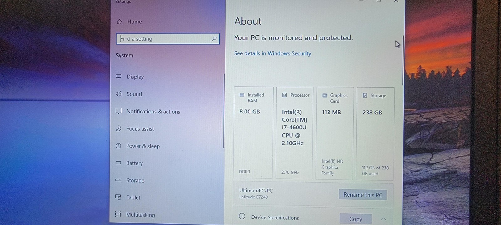 Dell Latitude E7240 12.5″ Slim Laptop Intel i7-4600U 256GB SSD 8GB RAM Win 10