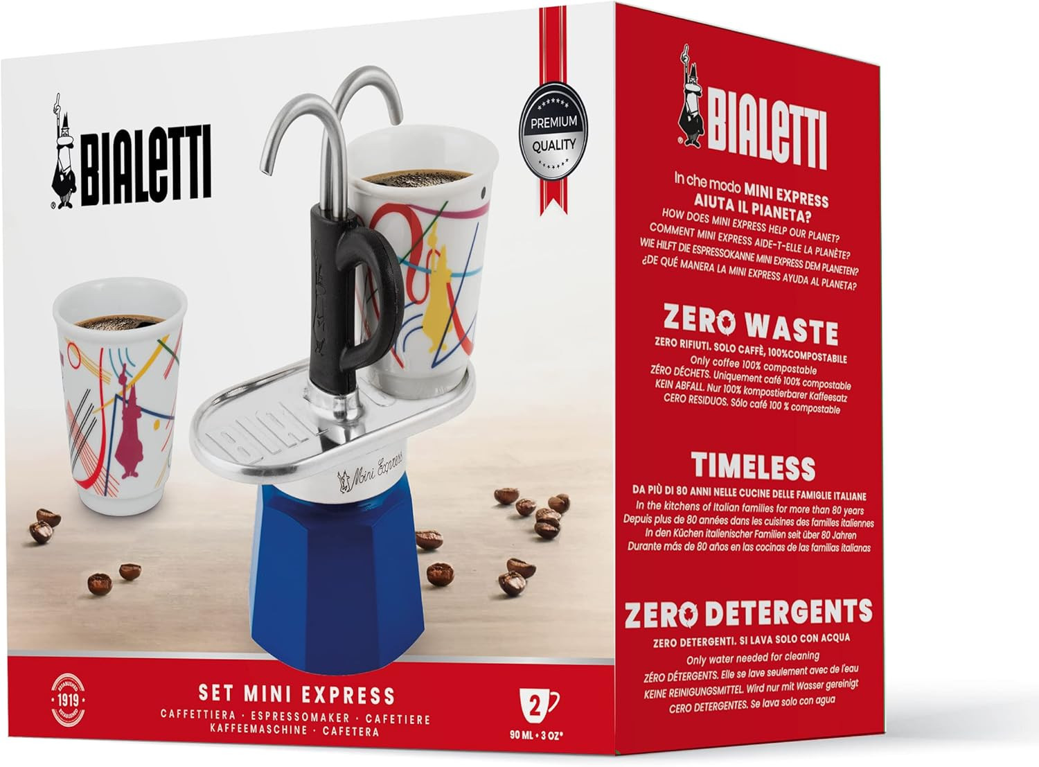 – Mini Express Kandinsky: Moka Set Includes Coffee Maker 2-Cups (2.8 Oz) + 2 Sho