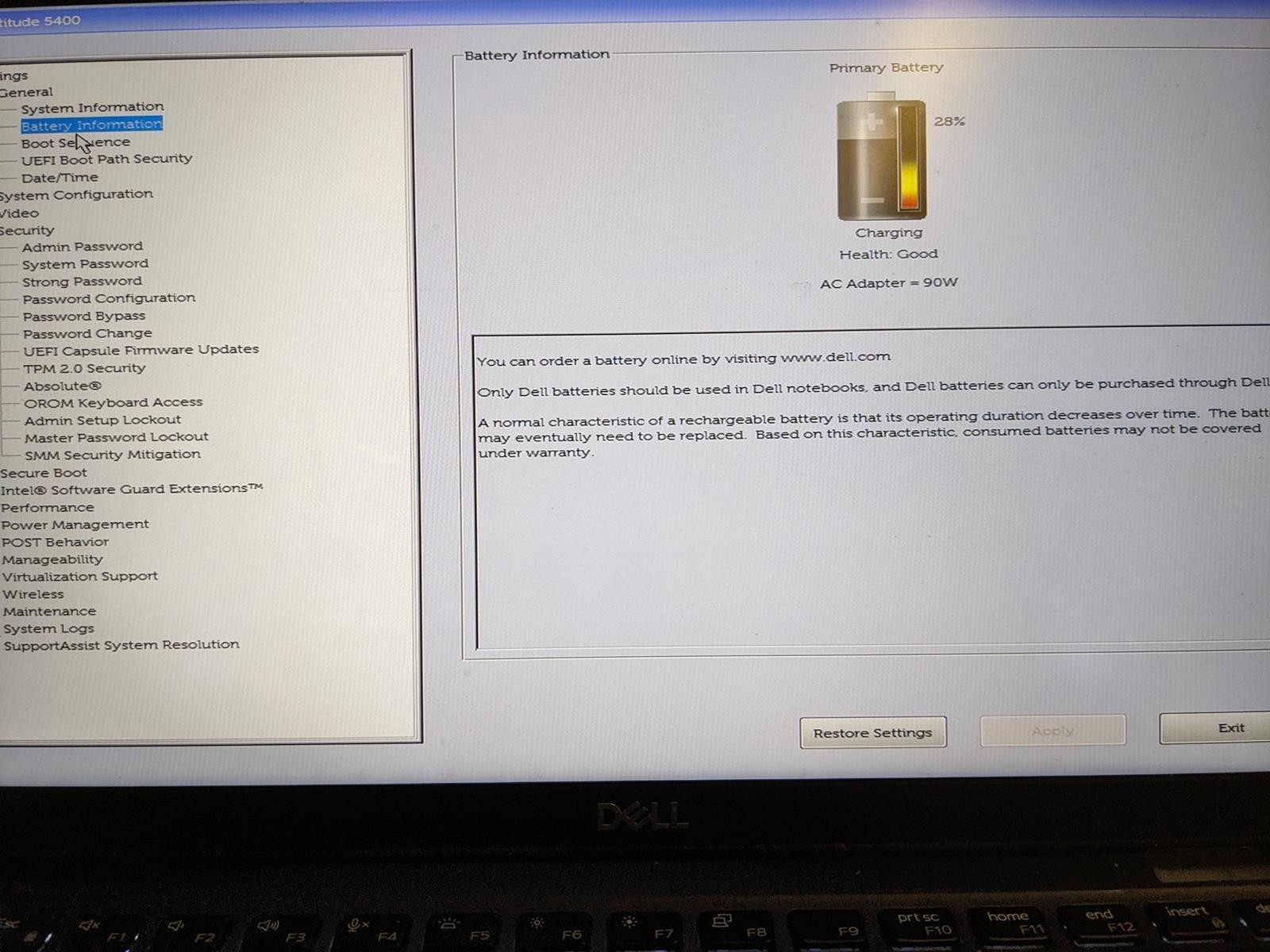 DELL LATITUDE 5400 i7-8665U @ 1.90GHz, 8GB RAM, NO HDD/OS – (FOR PARTS)